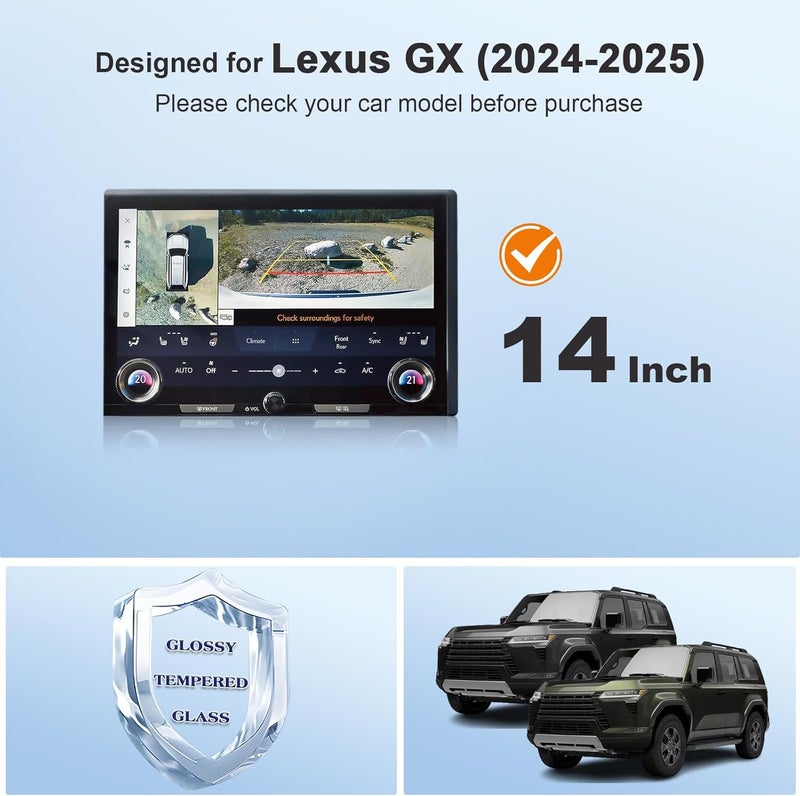 BSTW for 2025 Lexus GX 550 Screen Protector for 2024-2026 Lexus GX550 Luxury/Overtrail/Premium Plus 14-in Touchscreen Display for Lexus GX SUV Accessories Tempered Glass Protective Film (GX 14-In HD) - Image 3